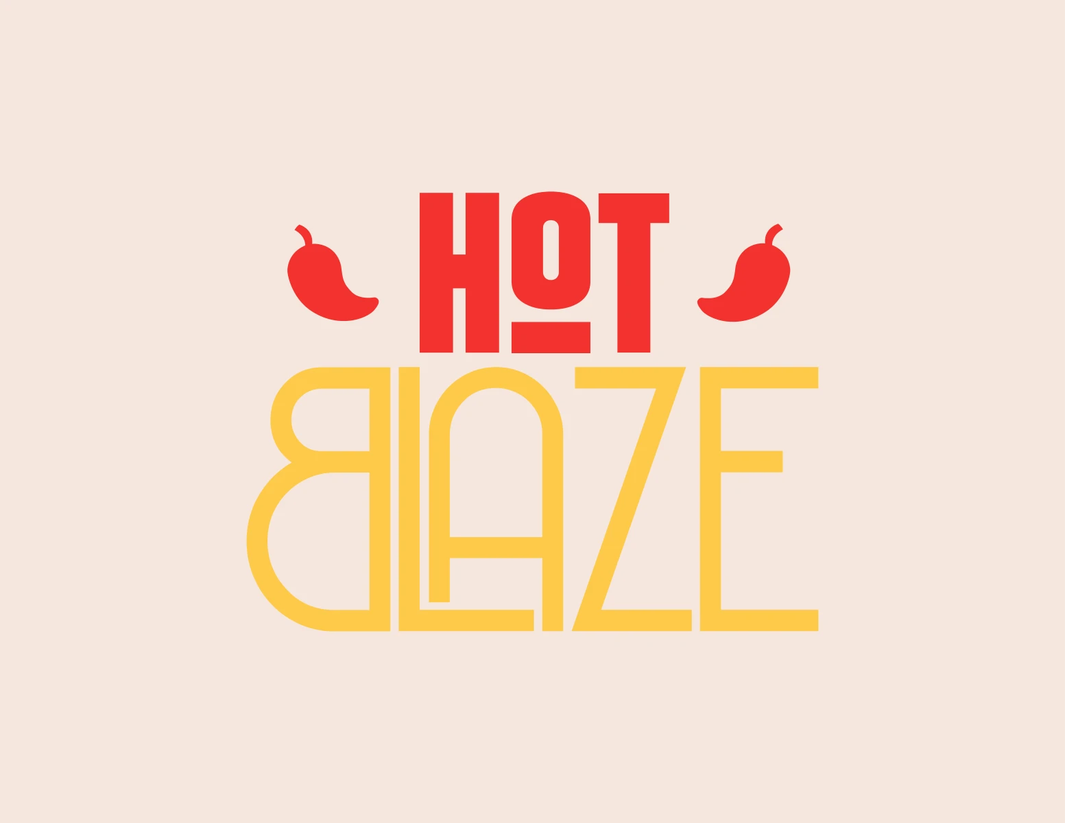Identidad visual de Hot Blaze: logotipo en rojo y amarillo sobre fondo claro